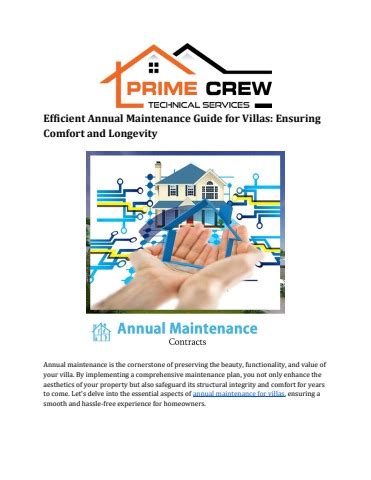 Efficient Annual Maintenance Guide For Villas Ensuring Comfort And