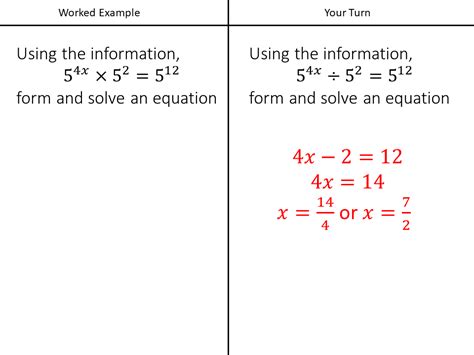 Applying The Rules Of Indices To Form And Solve Equations Variation