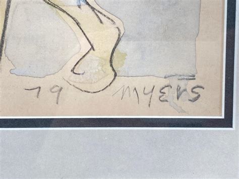 Lot Malcolm Myers Nude Sketch Mixed Media