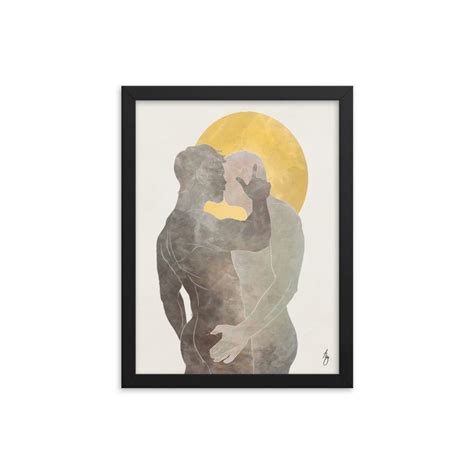 Minimalist Gay Art Print Gay Male Painting Framed Gay Art Gay Couple Print Black And White Gay