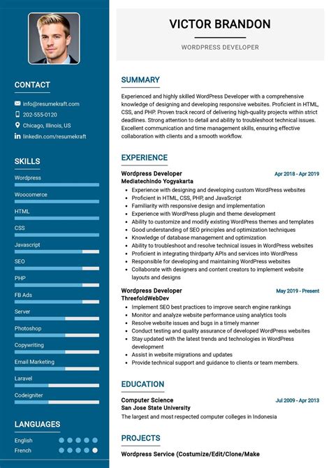 Wordpress Developer Cv Sample In 2025 Resumekraft
