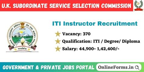 Uksssc Iti Instructor Recruitment Vacancies