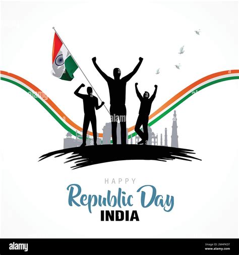 Happy Republic Day India Flag With Group Of People Vector Illustration Design Stock Vector