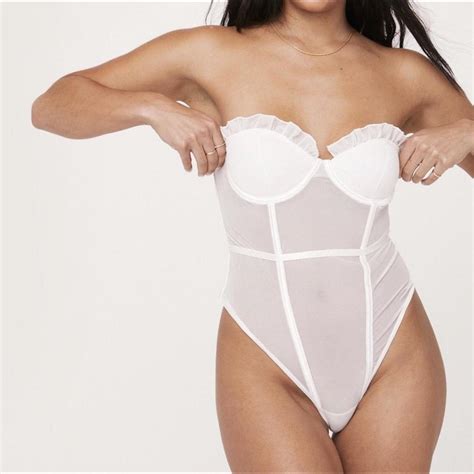 Nude Nastygal Sheer Corset Bodysuit Never Depop