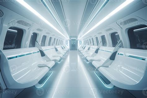 Futuristic Train interior inside view. Futuristic train interior with ...