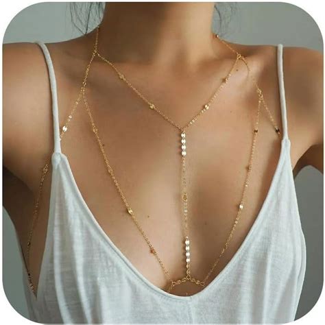 Bavsenic K Gold Body Chains For Women Sexy Layered Belly Waist Chain Crossover Bikini Bra