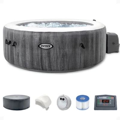Intex Purespa Plus Or Person Portable Inflatable Round Hot Tub Spa With Soothing Bubble Jets
