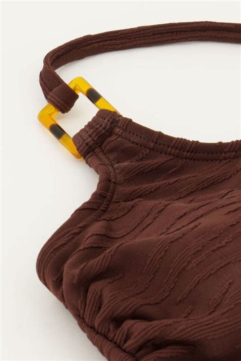 Bruine One Shoulder Bikini Top Met Structuur My Jewellery