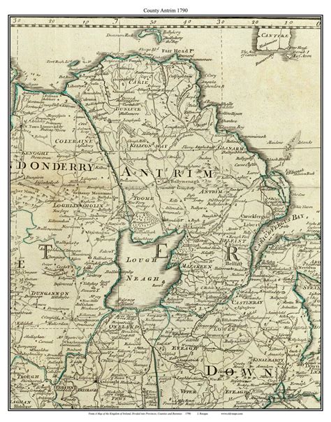 County Antrim, Ireland 1790 Roque - Old Map Custom Reprint - OLD MAPS