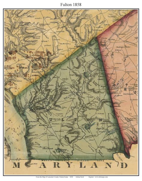 Fulton Township Pennsylvania 1858 Old Town Map Custom Print