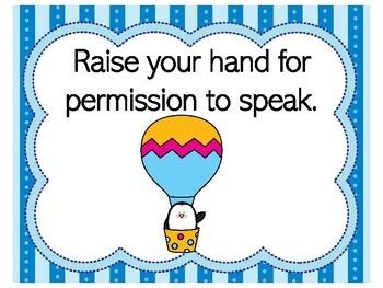Hot Air Balloon Classroom Theme Class Rules By Green Apple Lessons