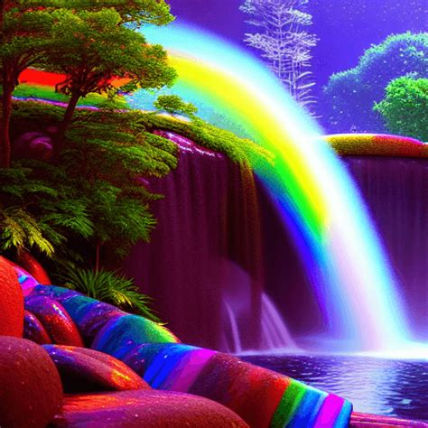 Rainbow Waterfall 8k Portrait · Creative Fabrica