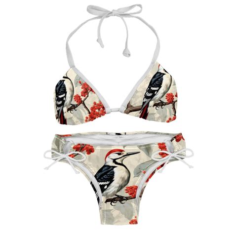 Woodpecker Detachable Sponge Adjustable Strap Bikini Set Two Pack Ideal For Beach And Pool
