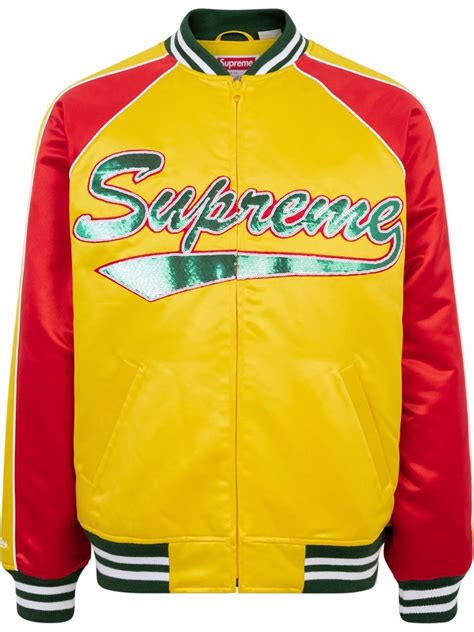 Supreme X Mitchell And Ness Sequin Varsity Jacket Yellow Editorialist