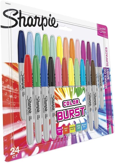 Sharpie Color Burst Markers Fine Point 24 Count New