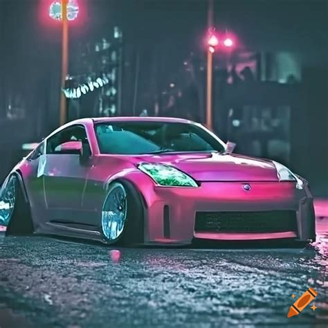 Nissan 350z Drifting On A Rainy Night On Craiyon