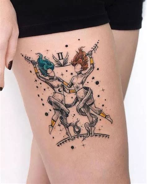 Gorgeous Watercolor Gemini Twinstattoo Tattoos 3d Twin Tattoos 16