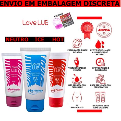 Kit Gel Lubrificante Para Sexo Anal Ou Vaginal Love Lub Neutro Hot Ice G Sexshop Produto