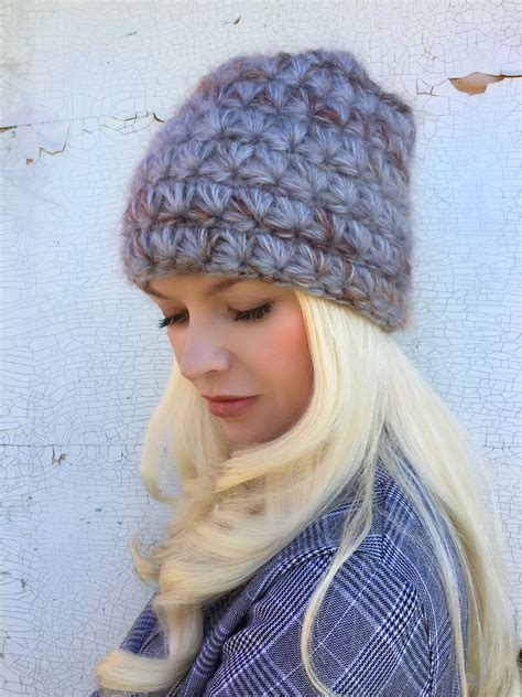 мохеровая шапка IrinaSha, шапка крючком, вязаная шапка, зимняя шапка ...