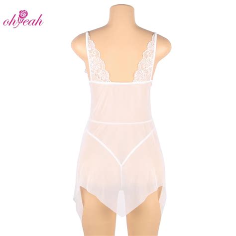 Ohyeah Floral Lace Sheer Mesh Transparent Plus Size Lingerie Sets Elegant Sexy Lingeries For