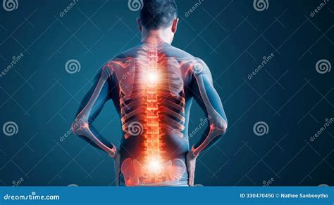 Highlighted Spinal Anatomy In Back Pain Concept Stock Illustration