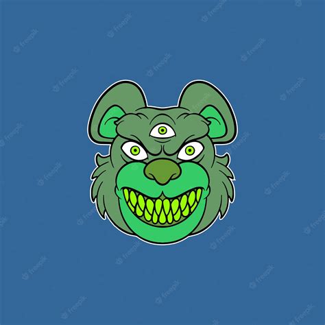 Premium Vector Teddy Bear Head Horror Cartoon