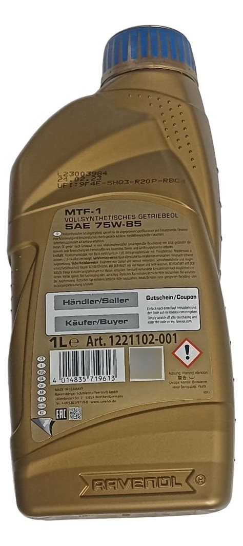 Aceite Ravenol 75w85 Gl4 Y Gl5 De 1 Litro - Gutermech