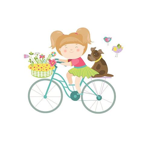 Linda Garota Linda Em Um Vestido Passeios De Bicicleta Ilustra O De