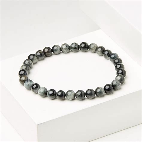 Браслет из бусин натурального камня кошачий глаз (кварцевый) / Mineral ...