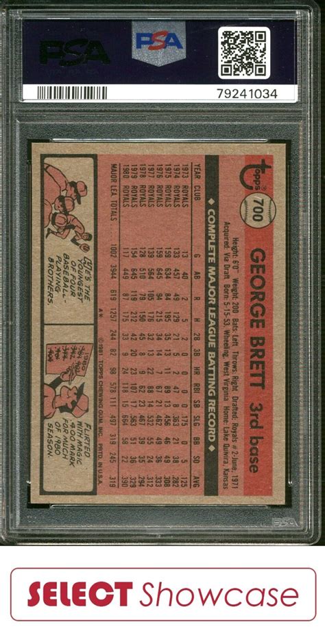 1981 TOPPS 700 GEORGE BRETT ROYALS HOF PSA 10 EBay