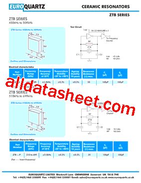 ZTB455E Datasheet(PDF) - EUROQUARTZ limited