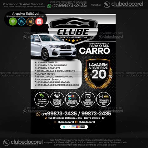 Panfleto Flyer Lava Jato Est Tica Automotiva Clube Do Corel