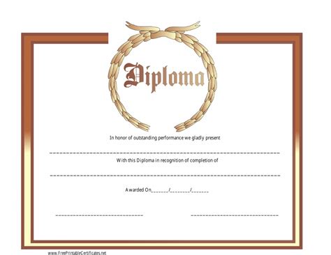 diploma certificate template orange  printable
