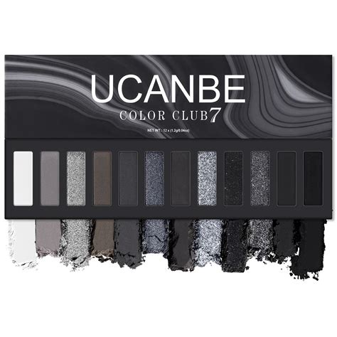 Amazon UCANBE Smokey Eyeshadow Palette Dark Black White Gray Silver Natural Nude Matte