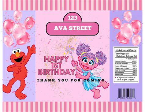 Abby Cadabby Elmo Party Customizable Chip Bag Instant Download Etsy