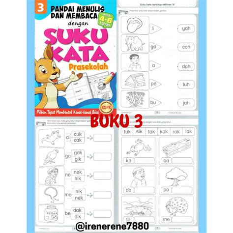 Pdf Printable Pandai Menulis Membaca Dengan Suku Kata Prasekolah