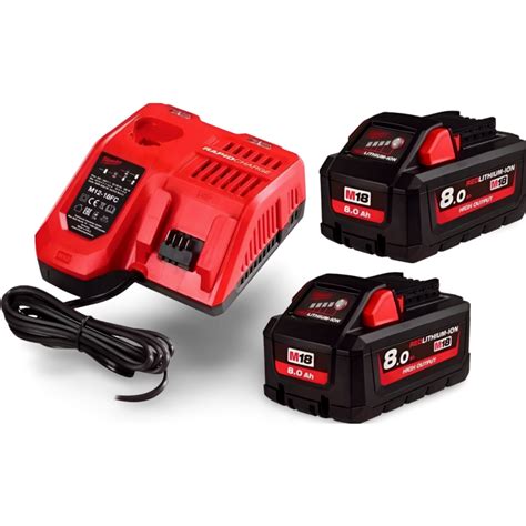 Batteries Milwaukee M18 HB8 2 X 8 Ah And Charger M12 18 FC Set M18