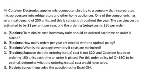 Solved M Cotteleer Electronics Supplies Microcomputer Chegg