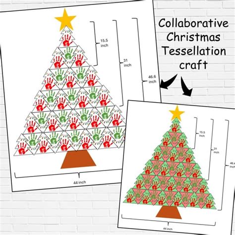 collaborative christmas handprint tree tessellation craft bulletin board