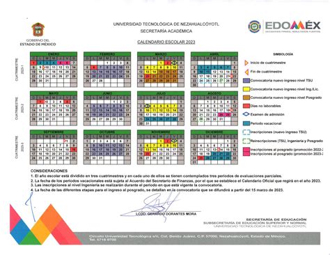 Calendarios Escolares Universidad Tecnol Gica De Nezahualc Yotl