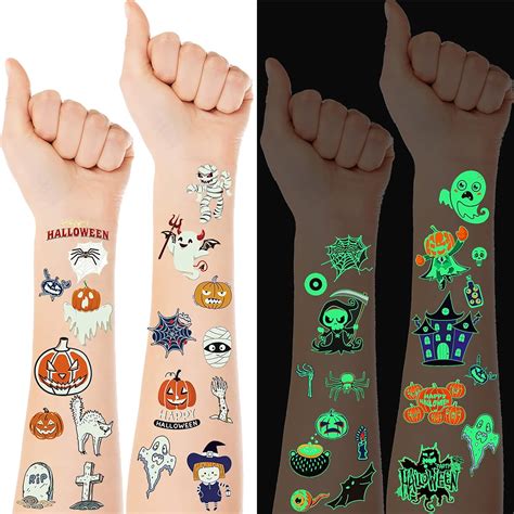 10 Blatt Halloween Tattoo Kinder Leucht Halloween Deko Temporäre