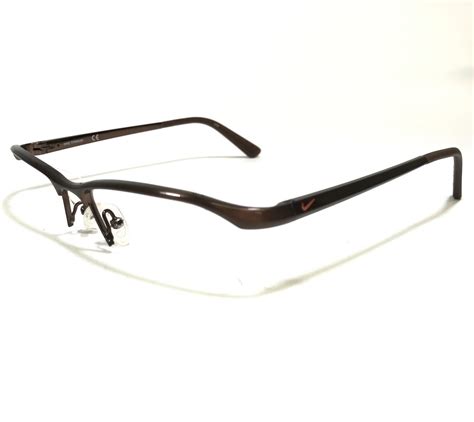 Nike Eyeglasses Frames 6037 259 Brown Titanium Rectangular Half Rim 53 17 135 Ebay