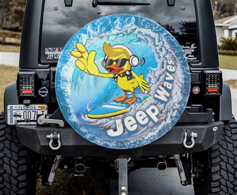 Duck Duck Jeep Jeep Wave Tire Cover Duck Wave Surf Duck Custom Tire Cover Cool Duck Custom