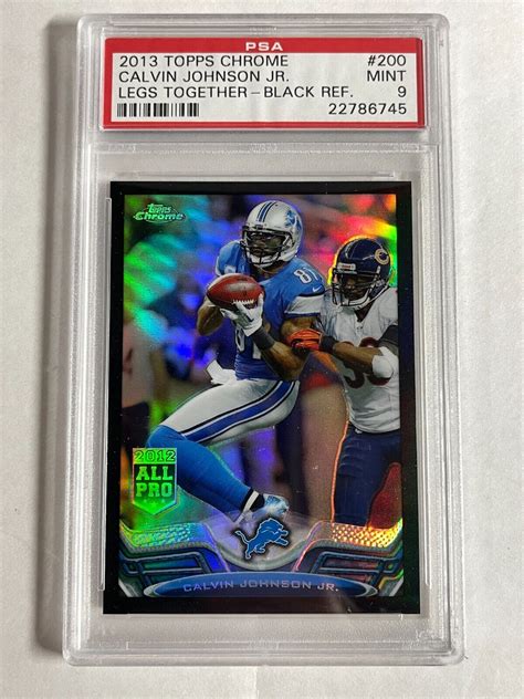 Topps Chrome Calvin Johnson Legs Together Black Refractor Psa