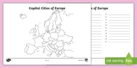 Locating Countries Of Europe Map Worksheet Teacher Made