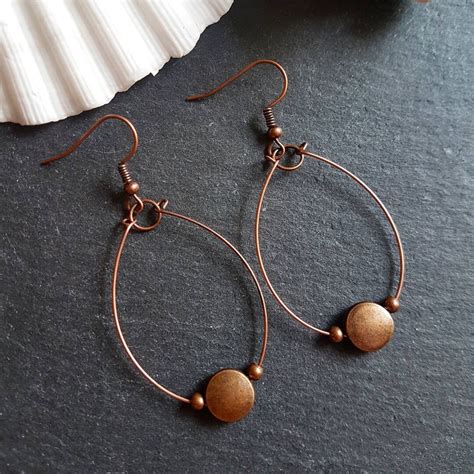 Boho Copper Earrings Bohemian Earrings Dangle Drop Earrings