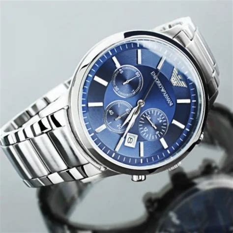 Silver Imported Emporio Armani AR2448 Classic Blue Dial Men's Watch at ...