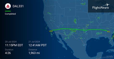 DL331 (DAL331) Delta Flight Tracking and History 20-Jul-2024 (KATL-KLAX ...