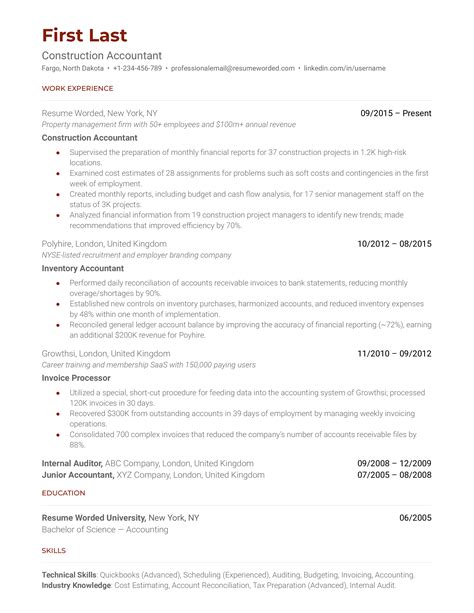 Professional Accounting Resume Sample