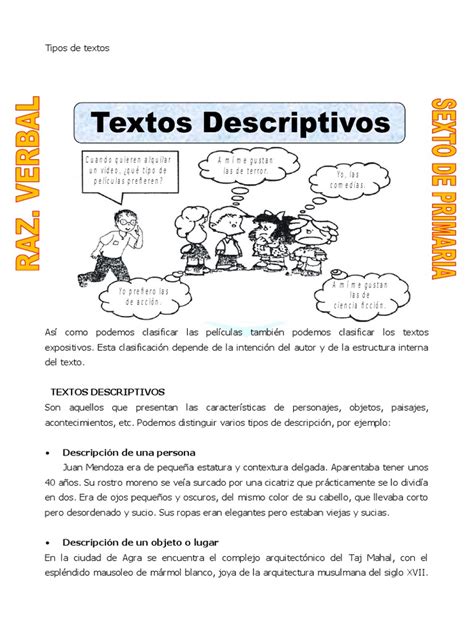 Textos Descriptivos Para Sexto De Primaria Escultura Verbo